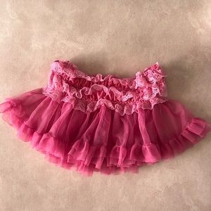 Pink Sheer Ruffled Tulle Costume Skirt size Small Lolita Lacy Short